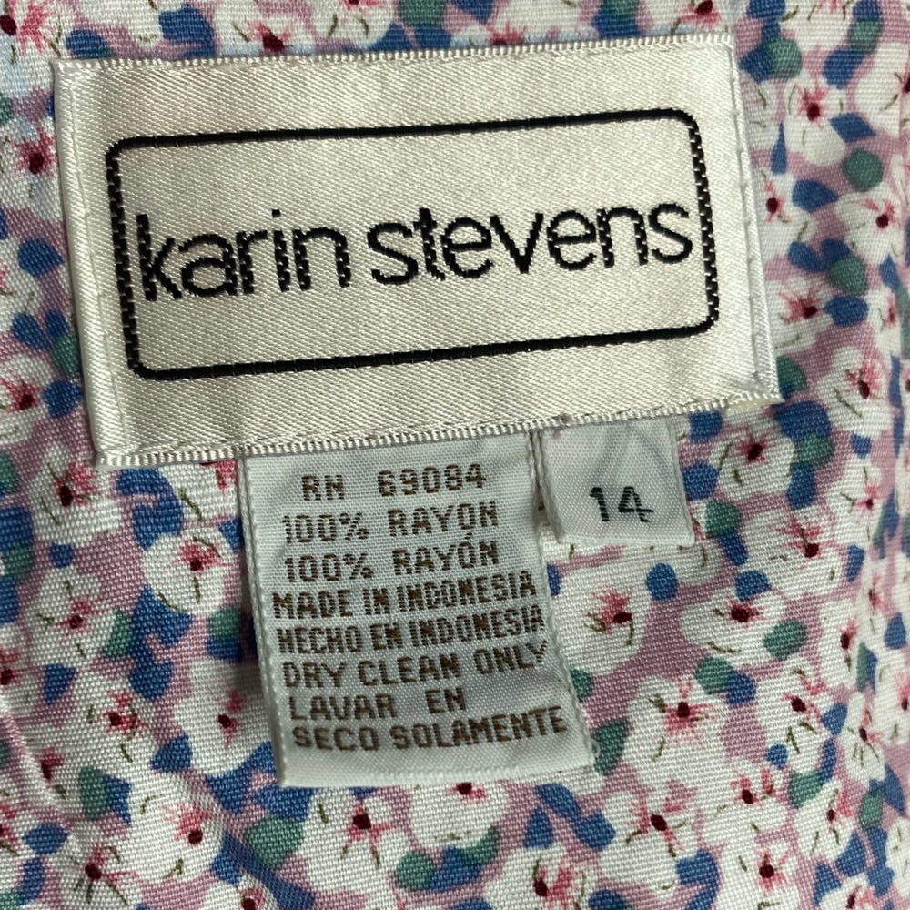 NWT Karin Stevens 90s Floral Maxi Dress 14 Gunne Sax Style Dusty Rose&Periwinkle - Picture 10 of 16